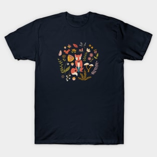 Fall Fox with Flowers T-Shirt